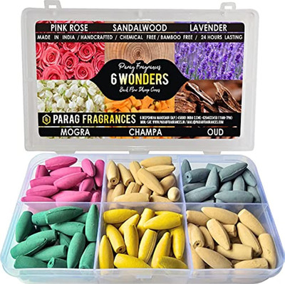 Parag Fragrances 6 Wonders Back Flow Incense Cones For Smoke Fountain Natural and Long Lasting Fragrance(200 g, Set of 1)