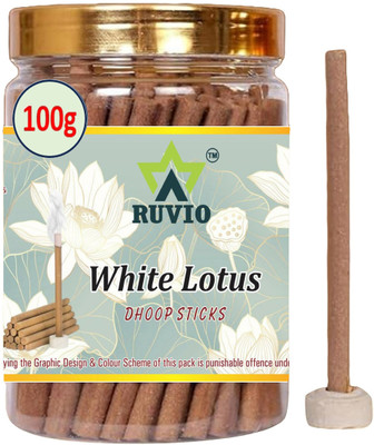 RUVIO Premium White Lotus Incense Sticks - Purity Collection - 100g Pack Of 1 White Lotus(100 Units, Set of 1)