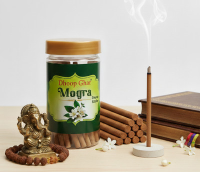 Dhoopghar Mogra Dhoop Sticks For Pooja Jar Pack 125 Grams Charcoal Free Mogra(125 g, Set of 1)