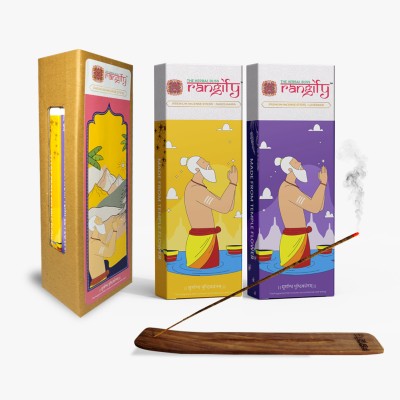 Rangify Natural Handmade Incense Sticks Lavender and Nagchampa (pack of 2) Champa agarbatti | lavender agarbatti | agarbatti for pooja| free wooden stand(80, Set of 1)