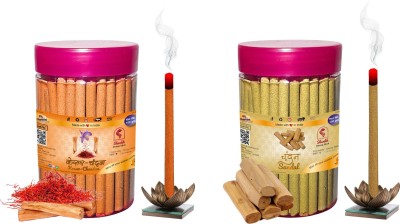 Green Spiritual Kesar Chandan & Sandal (Chandan) Dhoop Stick (Incense Stick) Pack of 200 Kesar Chandan, Sandal (Chandan)(100, Set of 2)