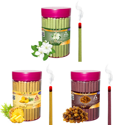 Aereoday Mogra, Pineapple & Guggal Dhoop Stick Pack 300 gm (100+100+100) Fragrance Mogra, Pineapple, Guggal(100 g, Set of 3)