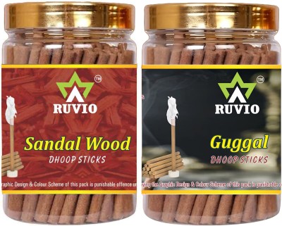 RUVIO Sandal Wood & Guggal Incense Stick 100g Pack Of 2 Sandal Wood:Guggal(200, Set of 1)