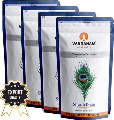 Vandanam SHYAM DHUN PREMIUM INCENSE STICKS/AGARBATTI ZIPPER - FANCY(135 g, Set of 4)