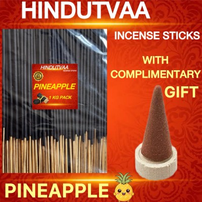 Hindutvaa Pineapple incense sticks 1 kg ( with complimentary gift 60g dhoop ) Pineapple(1000, Set of 2)