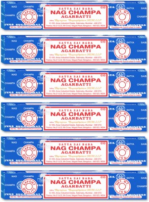 Satya Sai Baba Nagchampa Incense (Pack of 6) Champa Flower, Floral, Oriental Spicy, Wood & patchouli(6, Set of 6)