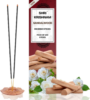 Shri Krishnam Chandan Agarbatti | Pack of 100 stick | Pooja and Spiritual use CHANDAN, SANDALWOOD(180 g, Set of 1)