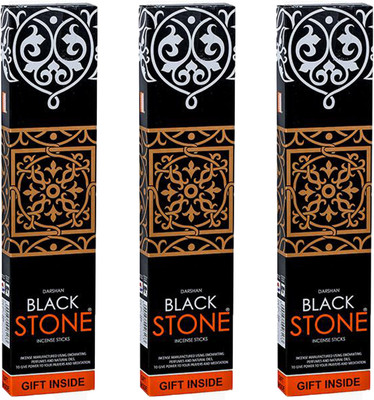 Rudra Pack of 3 (60 Sticks Per Box) Black Stone Incense Sticks Aggarbatti Scented(60 Units, Set of 3)