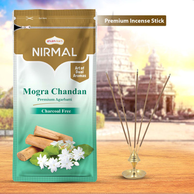 Shubhkart Nirmal Fersh Floral Sandalwood Dual Fragrance Agarbatti Zipper Mogra Chandan(150 g, Set of 1)