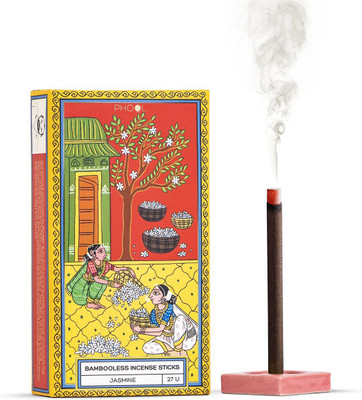 Phool Bambooless Jasmine Incense Sticks | Natural Dhoop for Pooja & Meditation Jasmine(27 Units, Set of 1)