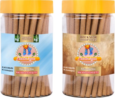 SHRADHA ARPAN Natural Dhoop RajniGandha & Rockstar Bambooless Sticks for Pooja | 100 GM X 2 | Rajni Gandha, Power(200, Set of 2)