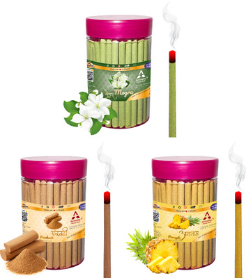 Aereoday Mogra, Panchvati & Pineapple Dhoop Stick Pack 300 gm (100+100+100) Fragrance Mogra, Panchvati, Pineapple(100 g, Set of 3)