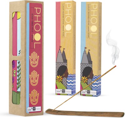 Phool Goodvibes Indian Rose & White Ceder Combo | Dhoop sticks for pooja Indian Rose & White Cedar(80, Set of 2)