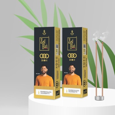 Zed Black 3in1 Bamboo Less Incense Sticks -Pack of 2 (100gm x 2 = 200gm). 3 in1(100, Set of 2)