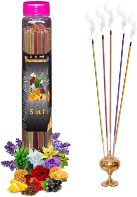 Shankh 5 in 1 (Multiple Fragrances) Agarbatti (Incense Stick) Pack of 100 gm Fragrances Rose, Mogra, Panchvati, Lavender, Pineapple(100, Set of 1)