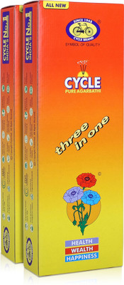 Cycle Three in One Agarbatti with 3 Signature Fragrance for Health, Wealth & Happiness - Lily, Floral, Woody, Natural(250 g, Set of 2)