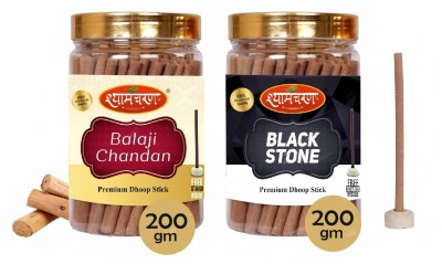 shyamcharan Dhoop Stick Combo Balaji Chandan&Black Stone 400gm Pack of 2 Jar (240 Sticks) Balaji Chandan, Black Stone (240Sticks), for Pooja & meditation(400, Set of 2)