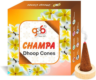 GANDHI SUGANDH BHANDAR Champa Premium Dhoop Cones | No Charcoal | No Bamboo | Long Lasting Natural(100 g, Set of 1)