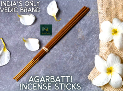 The Atharva-veda Herbal Mogra Incense Sticks, Pavitr Vedic Jasmine agarbatti for Pooja Path in Saffron + Jasmine Fragrance Agarbatti, Kesar Incense sticks of Mogra Flavour(300 Units, Set of 1)