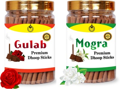 Aroblend Premium Gulab & Mogra Dry Dhoop Incense Stick (100gms×2=200 Gram) Jar Rose, Jasmine Dhoop(Pack of 2)