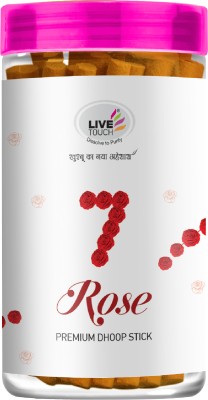 Live Touch 7 Rose Dhoop Stick | Pack of 4 x 100 gm | Premium Jar Pack Rose(400, Set of 4)