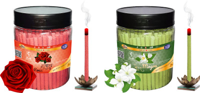 Shankh Rose & Mogra Dhoop Stick (Incense Stick) Pack of 400 gram (200 + 200) Fragrances Rose, Mogra(200 g, Set of 2)