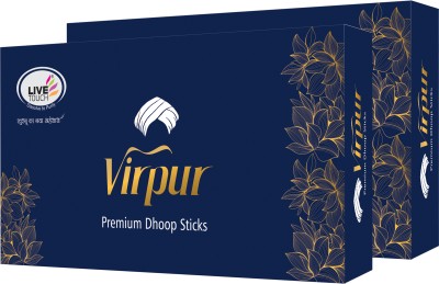 Live Touch Virpur Dhoop Stick | Pack of 2 x 50 gm | Premium Pack, Flowery (Jasmin + mogra + lavender + rajnigandha)(100, Set of 2)