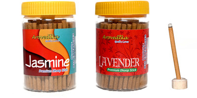 Arovedika JASMINE 1 LAVENDER 1 BOX DHOOP STICKS (100GM PER BOX ) TOTAL 2 BOX DHOOP JASMINE, LAVENDER(100 g, Set of 2)