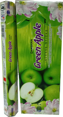 Quickcollection Darshan Green Apple Incense Stick Agarbatti Long Lasting Fragrance Set of 6 (90 Units)(90 g, Set of 6)