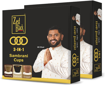 Zed Black 3-IN-1 Sambrani CupS 3IN1(12 Units, Set of 2)