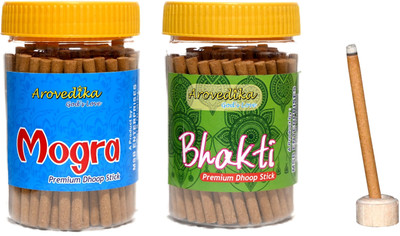 Arovedika MOGRA 1 BHAKTI 1 BOX DHOOP STICKS ( 100GM PER BOX ) TOTAL 2 BOX MOGRA, BHAKTI(100 g, Set of 2)