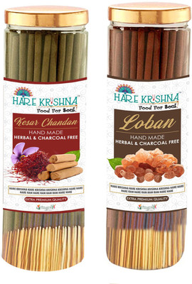 Vringra Kesar Chandan Agarbatti Sticks + Loban Agarbatti - Incense Sticks - Agarbatti For Pooja - Charcoal Free, Kesar Chandan Fragrance, Loban Fragrance(400 g, Set of 2)