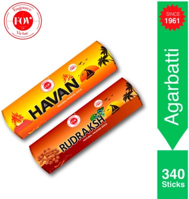 Fragrance of Virtue Havan & Rudraksh Incense Sticks| Super saver Agarbatti Combo Pack 340 sticks Havan,Rudraksh(340, Set of 4)