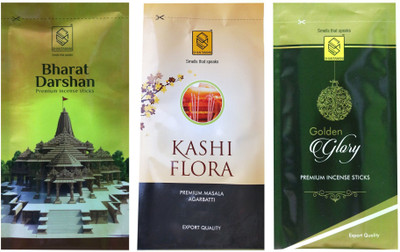 shantamani 3 in 1 Premium Agarbatti Combo || Low Smoke || (Pack of 3 Total 410gm) Bharat Darshan, kashi Flora, Golden Glory(380, Set of 3)