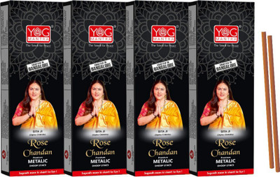 YOG MANTRA YogMantra Rose Chandan thick Metallic Dhoopsticks – (pack of 4) Rose, chandan(90 g, Set of 4)