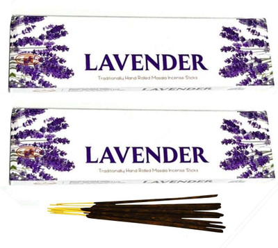De-Ultimate Pack of 2 (50g Per Pack) Lavender Hand Rolled Masala Incense Sticks Agarbatti Lavender(50 g, Set of 2)
