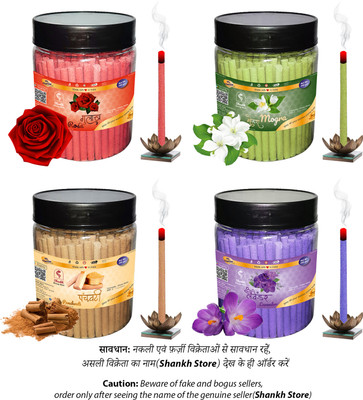 Shankh Rose, Mogra, Lavender & Panchvati Dhoop Stick (Incense Stick) Pack of 800 gram (200 + 200 + 200 + 200) Fragrances Rose, Panchvati, Lavender, Mogra(200 g, Set of 4) Shankh Rose, Mogra, Lavender & Panchvati Dhoop Stick (Incense Stick) Pack of 800 gram (200 + 200 + 200 + 200) Fragrances Rose, Panchvati, Lavender, Mogra(200 g, Set of 4)
