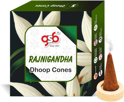 GANDHI SUGANDH BHANDAR Rajnigandha Premium Dhoop Cones | No Charcoal | No Bamboo | Long Lasting Natural(100 g, Set of 1)