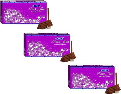 RONAK Box Pack of 3 (20 Sticks Per Box) Satya Sai Baba Purple Jewel Dhoop Sticks Scented(20 Units, Set of 3)
