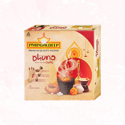 MANGALDEEP Dhuno Cup - Made from chhobra, camphor and dhuno (12 cups) Camphor, chobhra(12 Units, Set of 1)