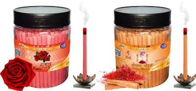 Shankh Rose & Kesar Chandan Dhoop Stick (Incense Stick) Pack of 400 gram (200 + 200) Fragrances Rose, Kesar Chandan(200 g, Set of 2)