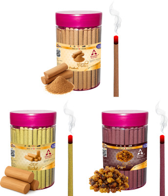 Aereoday Panchvati, Sandal & Guggal Dhoop Stick Pack 300 gm (100+100+100) Fragrance Panchvati, Sandal (Chandan), Guggal(100 g, Set of 3)