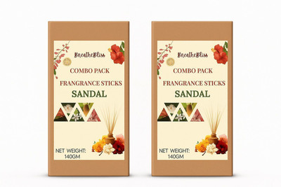 Breathebliss SANDAL Premium Incense Sticks|Agarbatti for home & office-140 Gm(Pack of 2) SANDAL(200 Units, Set of 2)