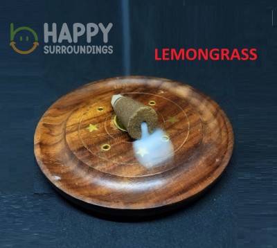 Happy Surroundings IBFCLEM4 Backflow Incense Cone ( Lemongrass )(50, Set of 1)