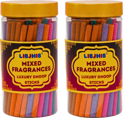 LIBJHIB Mixed Fragrance Dhoop Sticks (2 Box of 120 Grams each) Rose Chandan Mogra Lavender Kesar(2 Units, Set of 2)