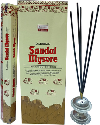 SATAK Darshan Sandal Mysore Incense Stick Agarbatti With Incense Holder For Pooja agarbatti(90 Units, Set of 6)