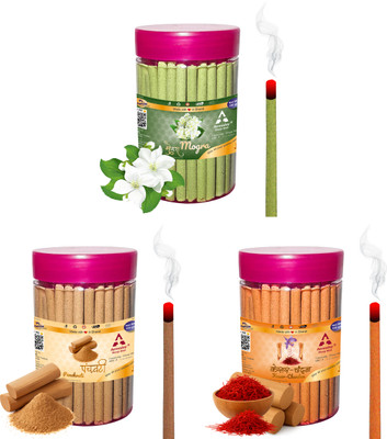 Aereoday Mogra, Panchvati & Kesar Chandan Dhoop Stick Pack 300 gm (100+100+100) Fragrance Mogra, Panchvati, Kesar Chandan(100 g, Set of 3)