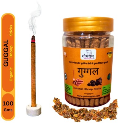 Gaumayam Chandan Dhoop 100 gm Premium Organic Dhoop Sticks Herbal Natural Panchgavya Dhoop Incense with Incense holder Bambooless Charcoal Free(100, Set of 1)