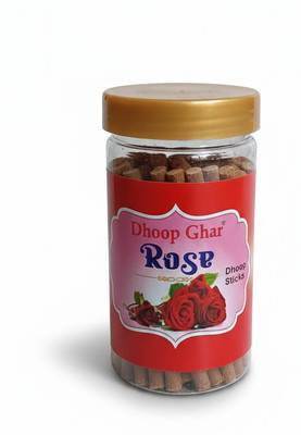 Dhoopghar Rose Dhoop Sticks For Pooja Jar Pack 125 Grams Charcoal Free Rose(125 g, Set of 1)