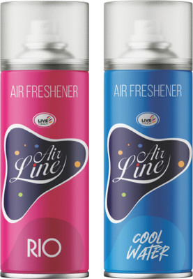 Live Touch Air Line Rio & Cool Water Air Freshener | Pack Of 2x225ml | Narayani And Company Multi(450 g, Set of 1)